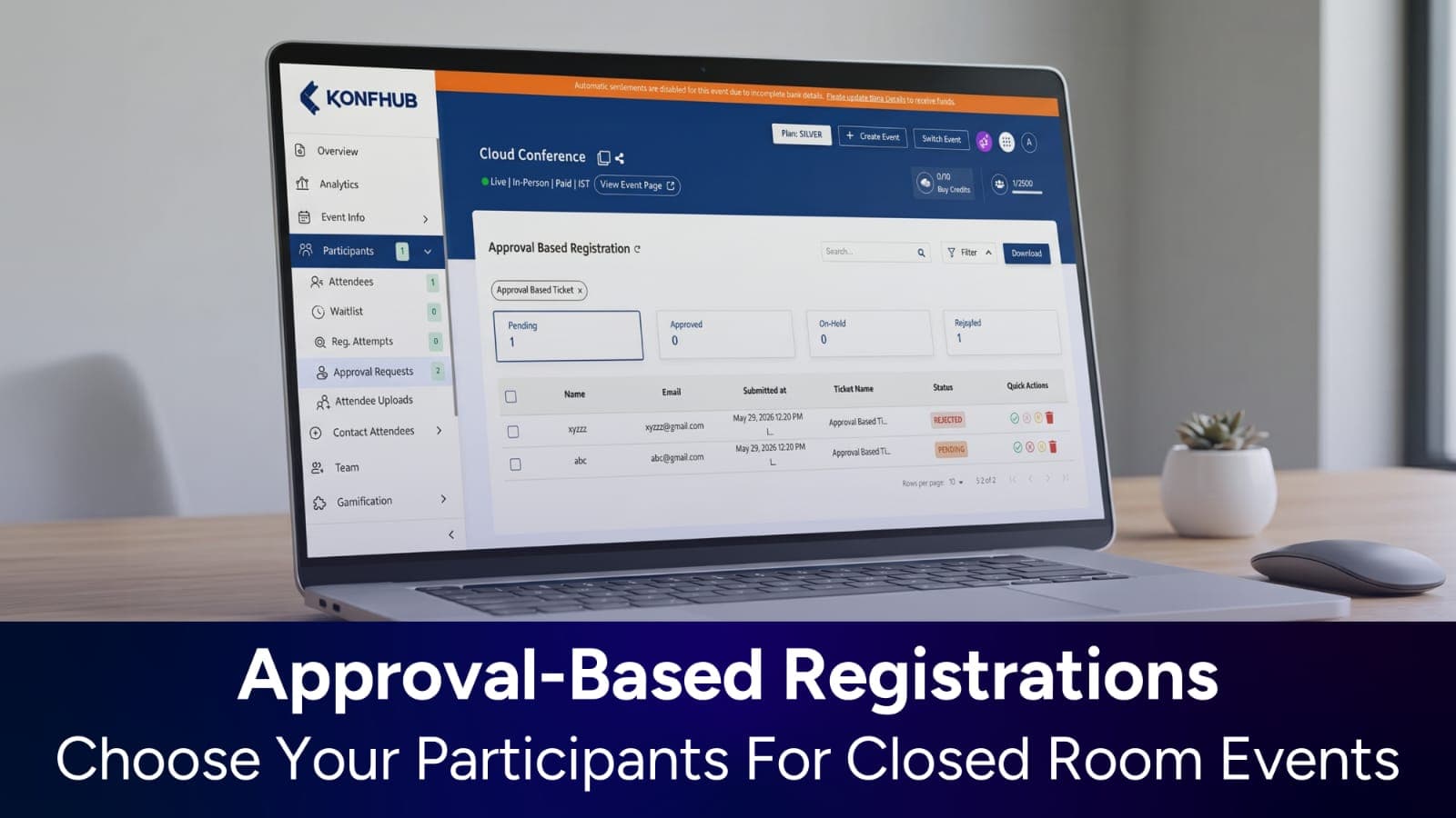Approval-based Registrations: Choose Your Participants for Closed Room Events